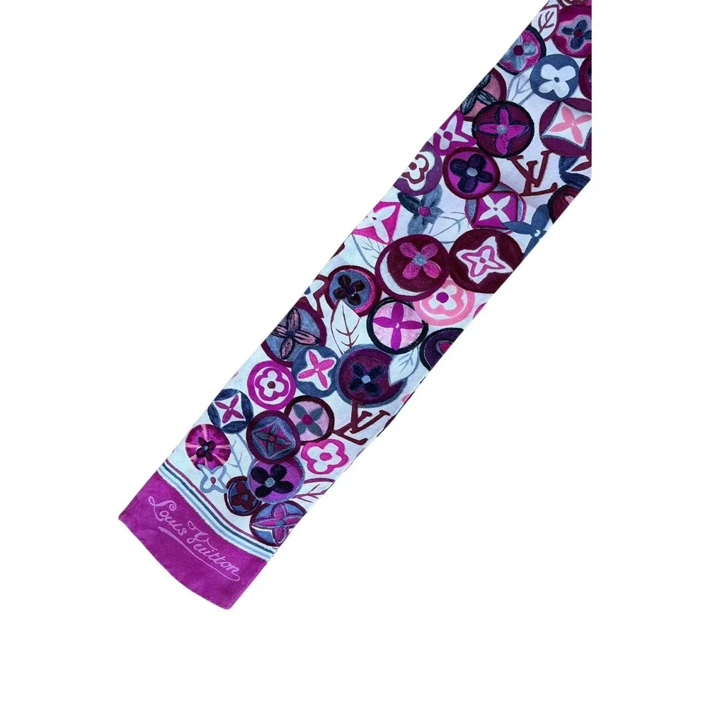 Louis Vuitton Violet Comete Silk Bandeau scarf in violet/ multicolor - Authentic - Picture 3 of 6